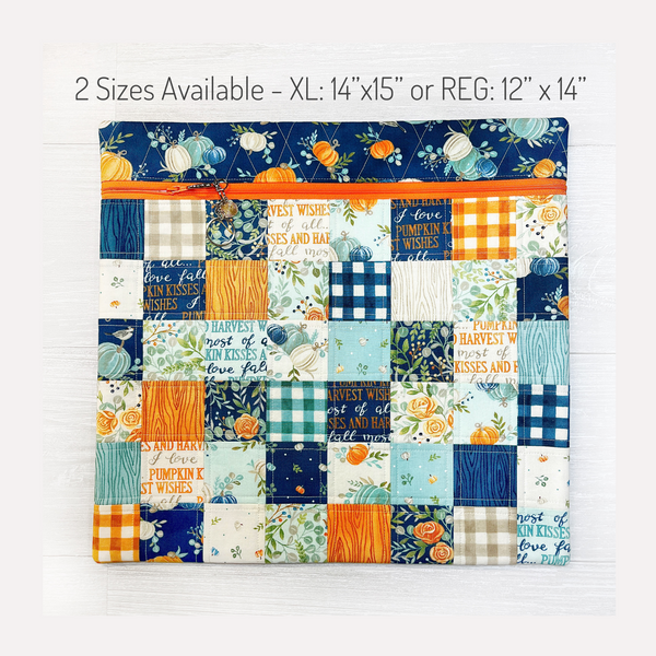 Fall Cross Stitch  Project Bag with Harvest Wishes Fabric