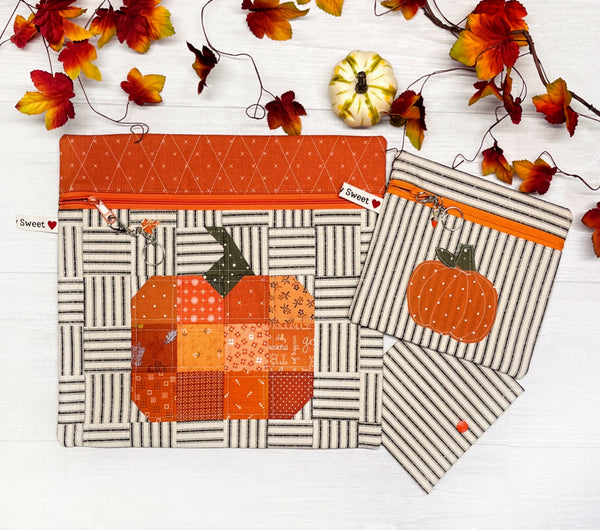 Quilted Patchwork Pumpkin Project Bag