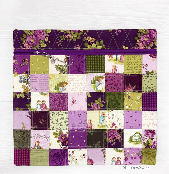 Quilted Cross Stitch Project Bag with Anne of Green Gables Fabric