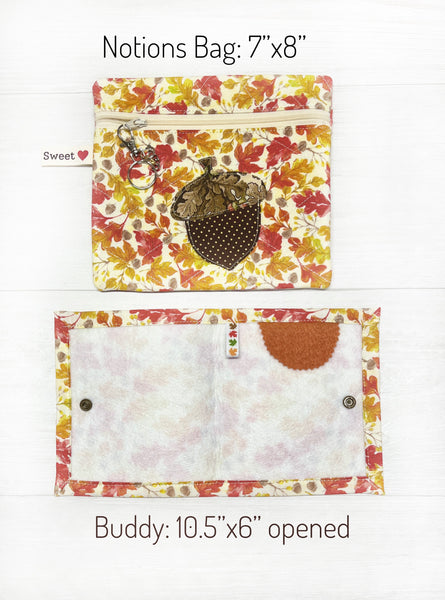 Fall Acorn Patchwork Cross Stitch Project Bag