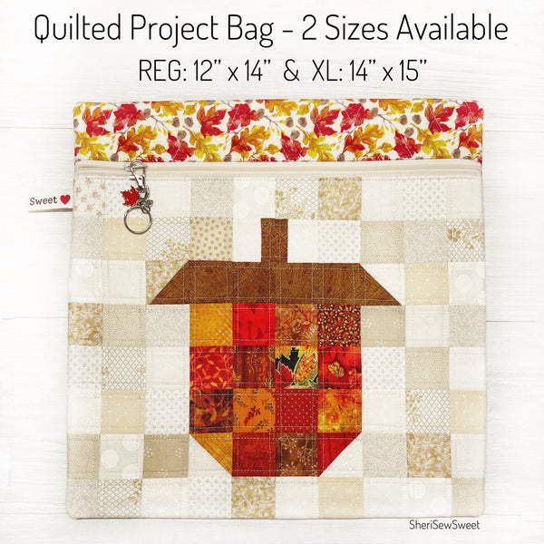 Fall Acorn Patchwork Cross Stitch Project Bag