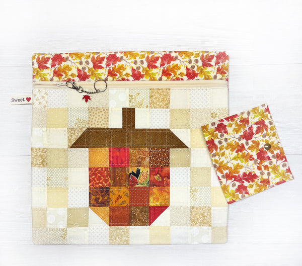 Fall Acorn Patchwork Cross Stitch Project Bag