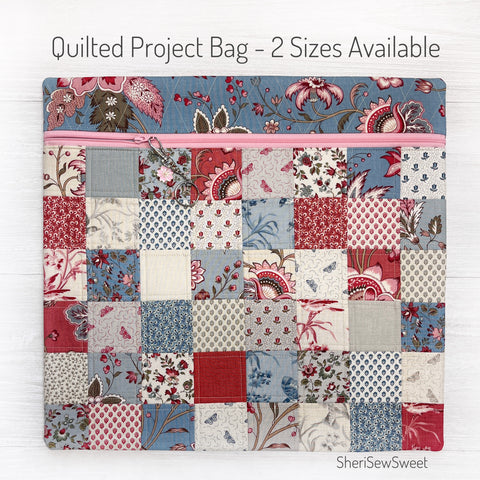 Quilted Cross Stitch Project Bag with Antoinette Fabric by French General