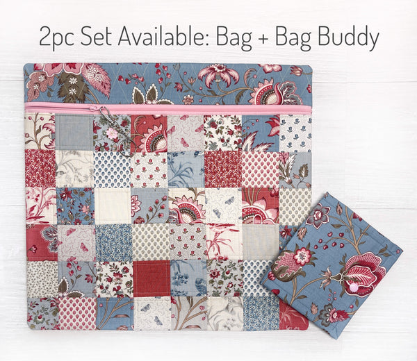 Quilted Cross Stitch Project Bag with Antoinette Fabric by French General