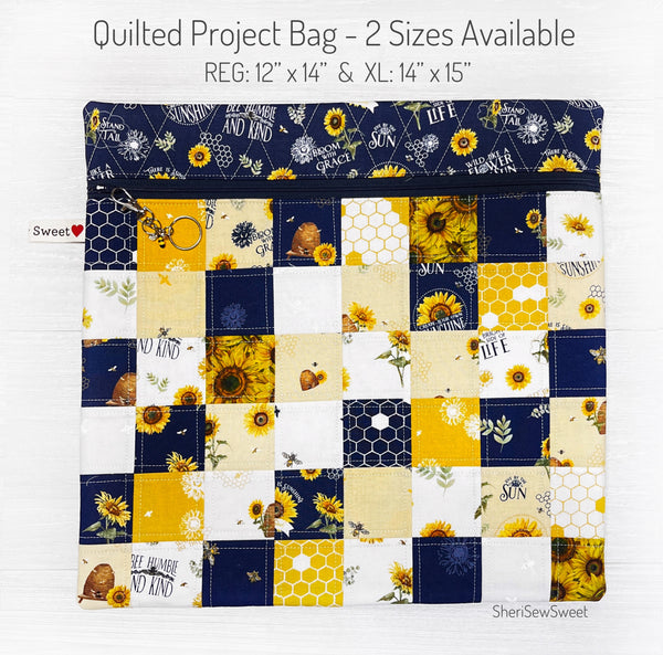 Honey Bees Patchwork Project Bag for Cross Stitch or Embroidery