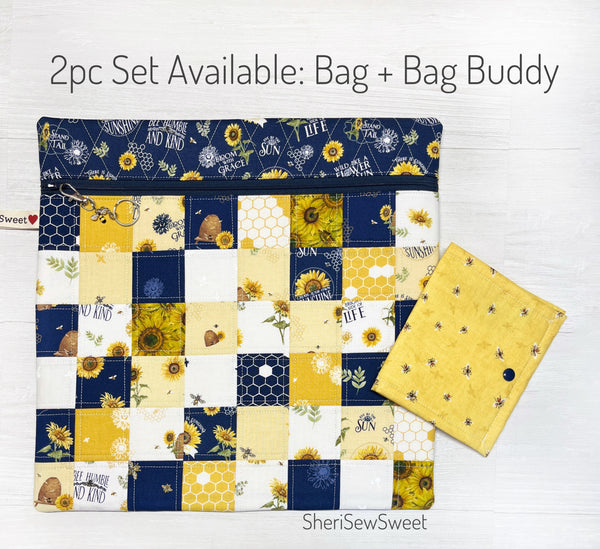 Honey Bees Patchwork Project Bag for Cross Stitch or Embroidery