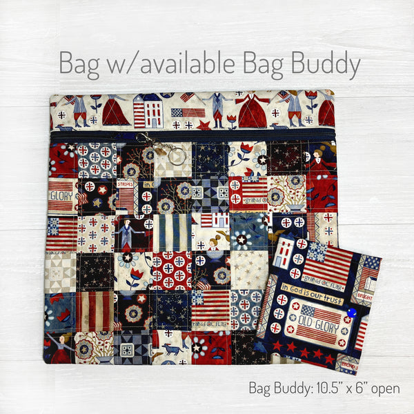 Patriotic Cross Stitch Project Bag with Bright Stars Fabric by Teresa Kogut
