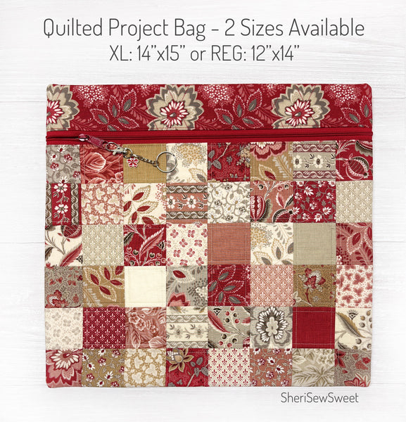Quilted Cross Stitch Project Bag with Chateau de Chantilly Fabric by French General