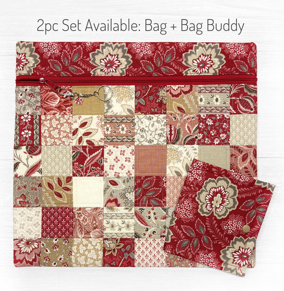 Quilted Cross Stitch Project Bag with Chateau de Chantilly Fabric by French General