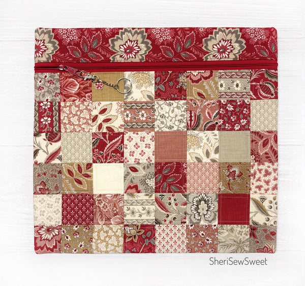 Quilted Cross Stitch Project Bag with Chateau de Chantilly Fabric by French General