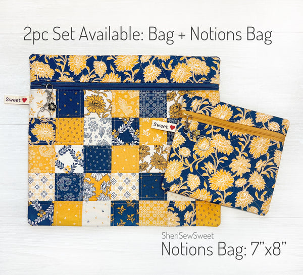 Cheddar at Twilight Patchwork Project Bag for Cross Stitch or Embroidery