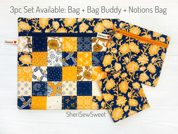 Cheddar at Twilight Patchwork Project Bag for Cross Stitch or Embroidery