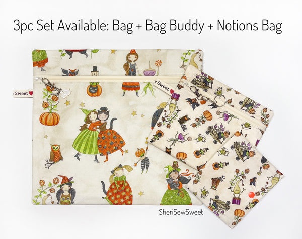 Halloween Cross Stitch Project Bag with Ghoul Friends Fabric by Teresa Kogut