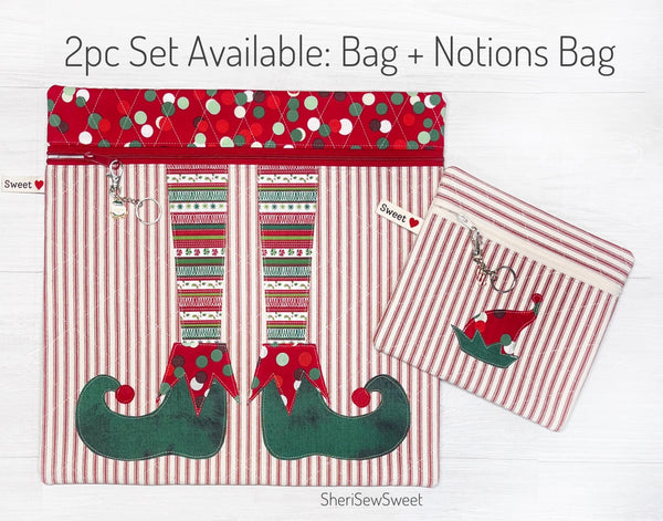 Christmas Project Bag with Elf Legs and Shoes