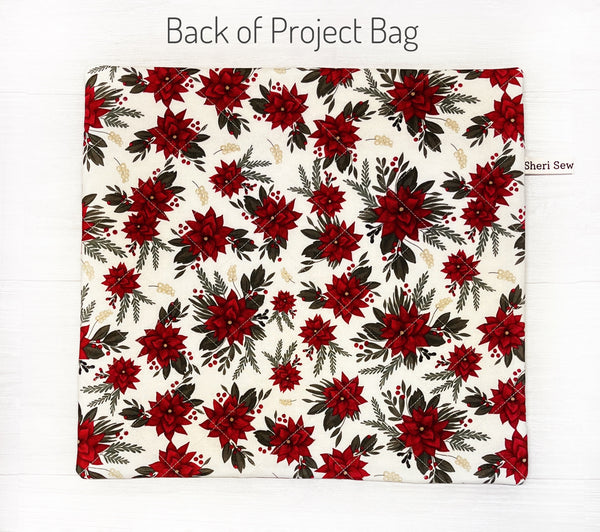 Christmas Patchwork Project Bag in Farmhouse Christmas Fabric