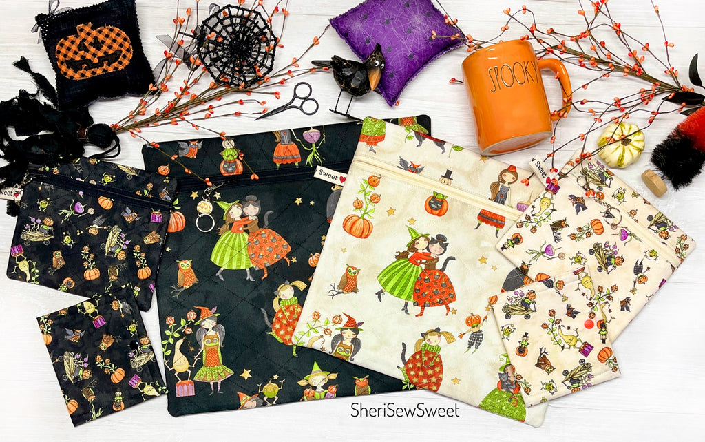 Halloween Cross Stitch Project Bag with Ghoul Friends Fabric by Teresa Kogut