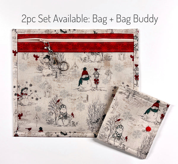 Christmas Project Bag - Vinyl Front Bag with Snowmen