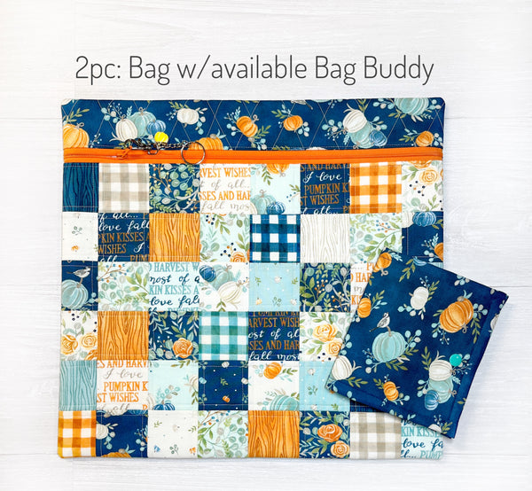 Fall Cross Stitch  Project Bag with Harvest Wishes Fabric
