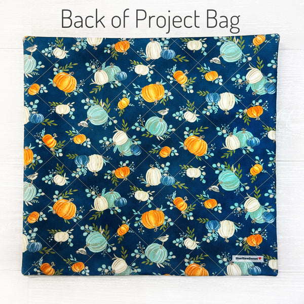 Fall Cross Stitch  Project Bag with Harvest Wishes Fabric