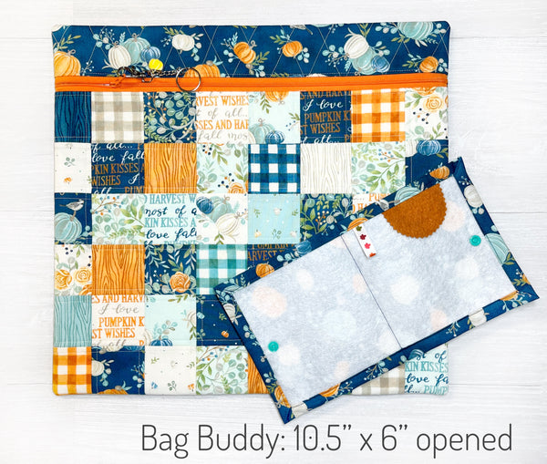 Fall Cross Stitch  Project Bag with Harvest Wishes Fabric