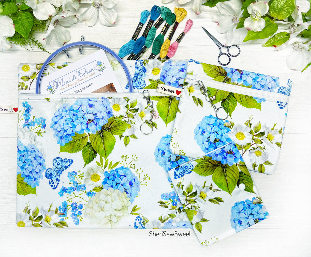 Hydrangeas Print Project Bag for Cross Stitch/Needlework