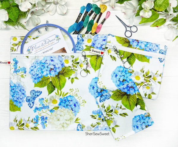 Hydrangeas Print Project Bag for Cross Stitch/Needlework