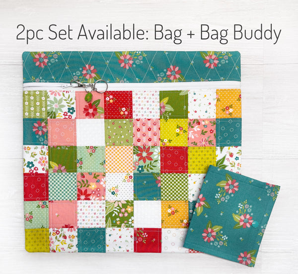 Quilted Cross Stitch Project Bag with Strawberry Lemonade Fabric by Sherri & Chelsi of Moda