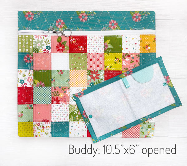Quilted Cross Stitch Project Bag with Strawberry Lemonade Fabric by Sherri & Chelsi of Moda
