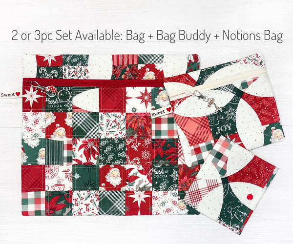 Christmas Patchwork Project Bag in Merry Little Christmas Fabric
