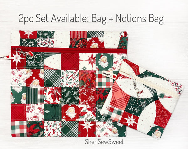 Christmas Patchwork Project Bag in Merry Little Christmas Fabric