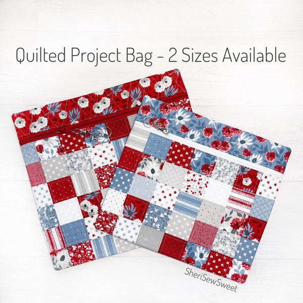 Patriotic Quilted Cross Stitch Project Bag with Old Glory Fabric by Lella Boutique