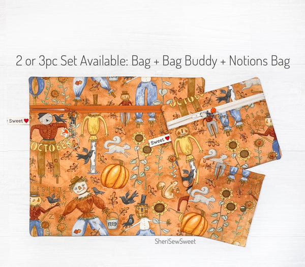 Fall Cross Stitch Project Bag with Bittersweet Farm Fabric by Teresa Kogut