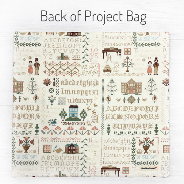 Quilted Cross Stitch Project Bag with Pride & Prejudice Fabric by Riley Blake Designs
