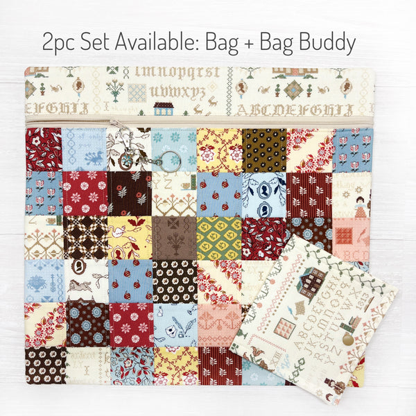 Quilted Cross Stitch Project Bag with Pride & Prejudice Fabric by Riley Blake Designs
