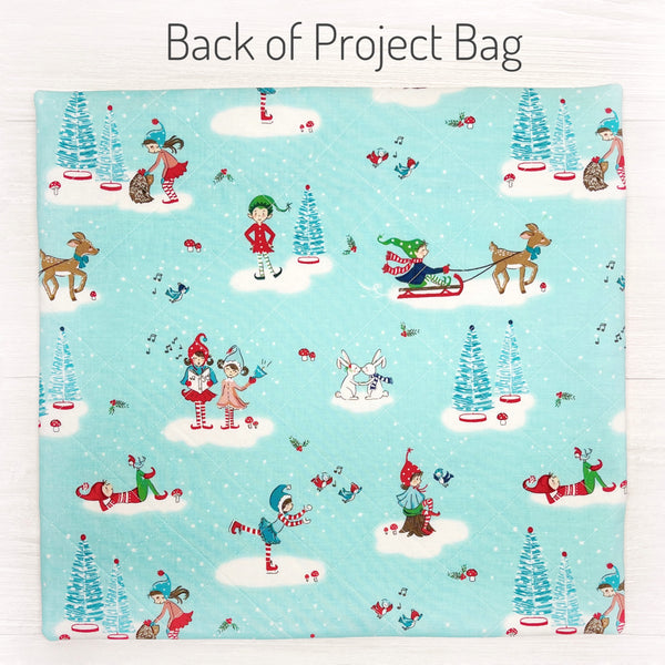 Christmas Cross Stitch Project Bag with Pixie Noel 2 Fabric - Quilted and Fully Lined