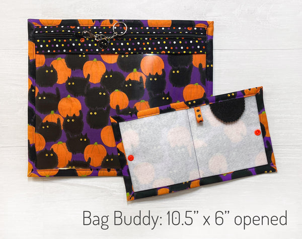 Scaredy Cat Halloween Cross Stitch Project Bag with Vinyl Front