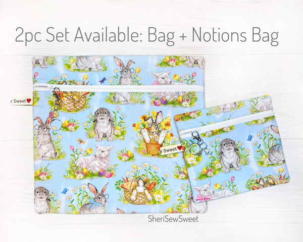 Easter Bunny Quilted Project Bag for Cross Stitch