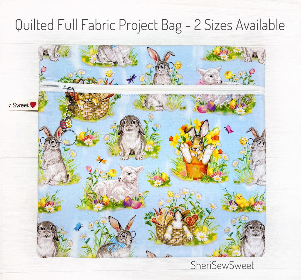Easter Bunny Quilted Project Bag for Cross Stitch