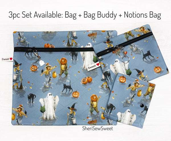 Halloween Cross Stitch Project Bag with Trick or Treat Fabric by Riley Blake Designs