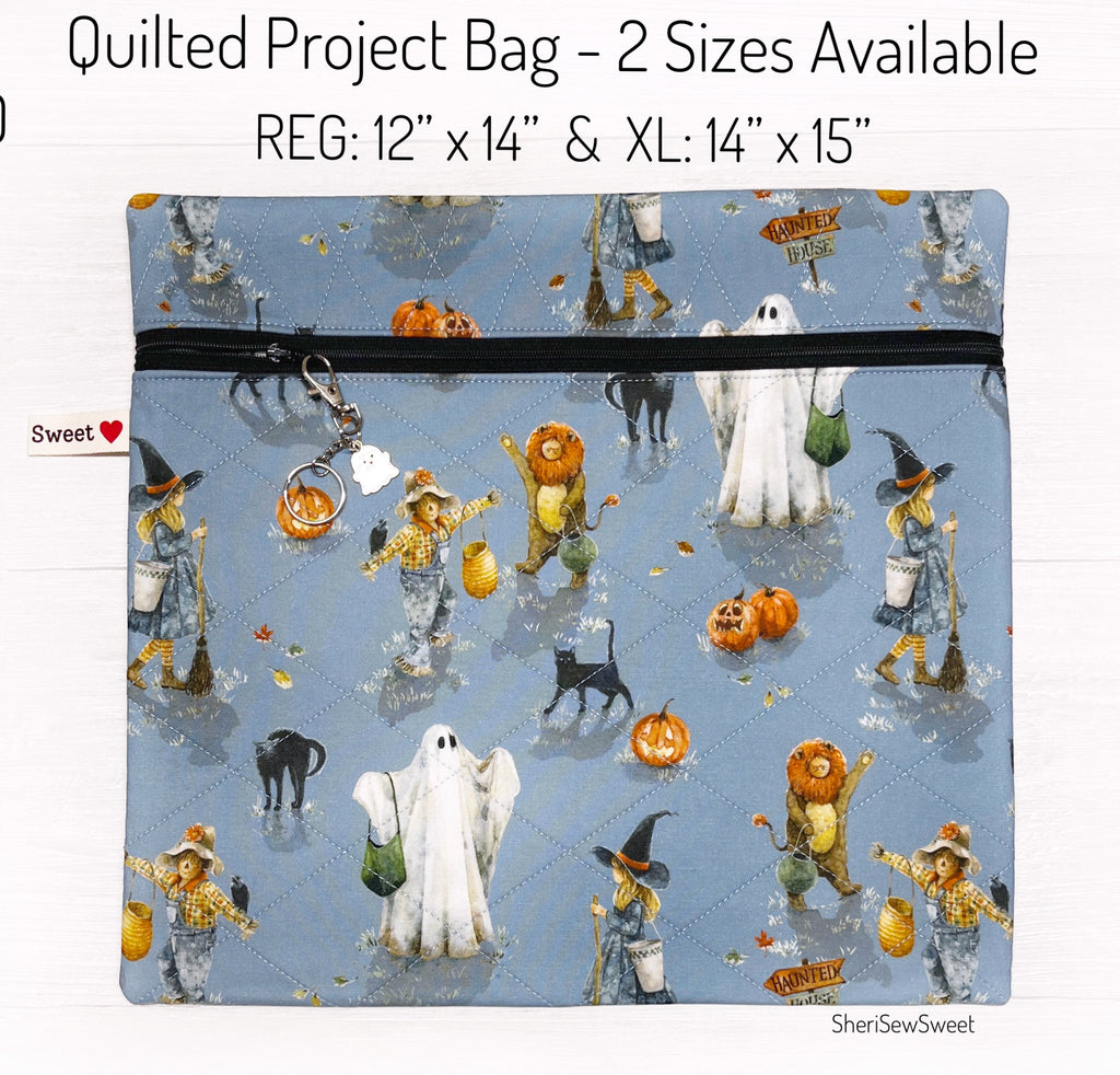 Halloween Cross Stitch Project Bag with Trick or Treat Fabric by Riley Blake Designs
