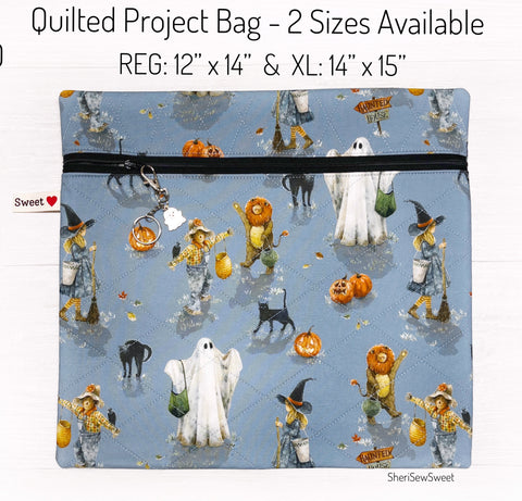 Halloween Cross Stitch Project Bag with Trick or Treat Fabric by Riley Blake Designs