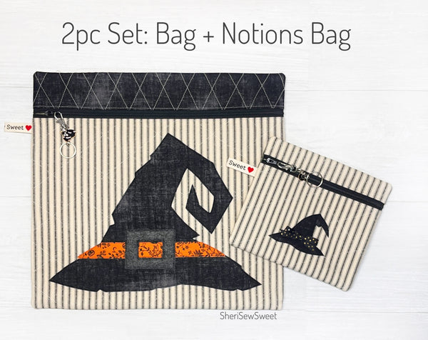 Witch Hat Project Bag for Cross Stitch, Embroidery, Needlework, Handwork or Sewing