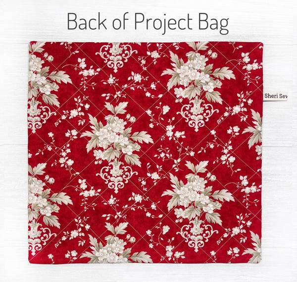 Red and Pink Quilted Project Bag with Ridgewood Fabric by Minick & Simpson