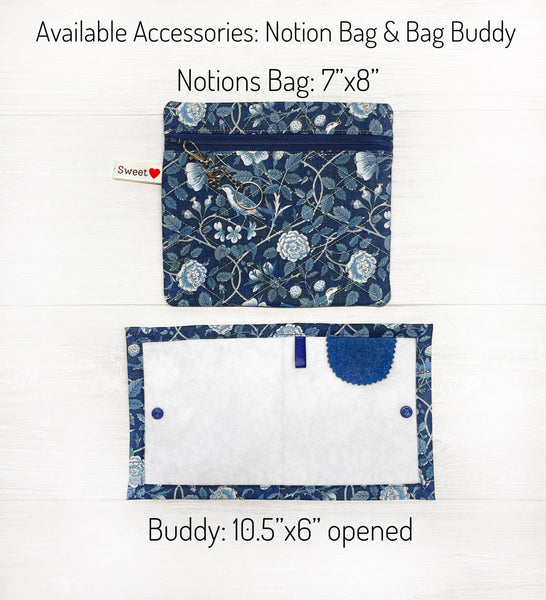 Patchwork Cross Stitch Project Bag with Sacre Bleu Fabric by French General