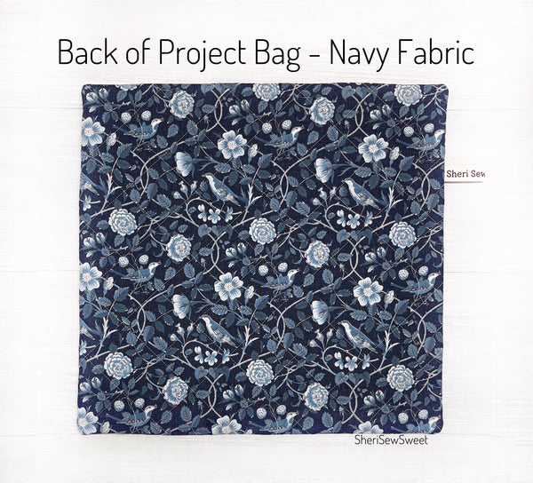 Patchwork Cross Stitch Project Bag with Sacre Bleu Fabric by French General