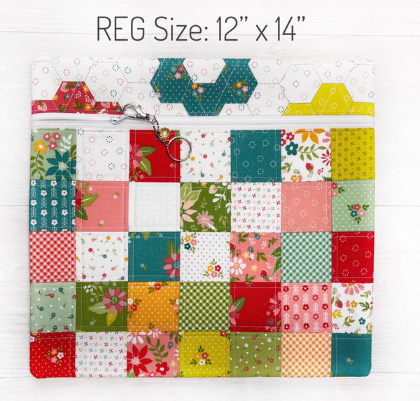 Quilted Cross Stitch Project Bag with Strawberry Lemonade Fabric by Sherri & Chelsi of Moda