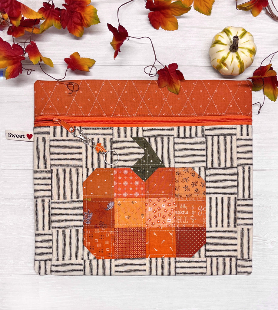 Quilted Patchwork Pumpkin Project Bag