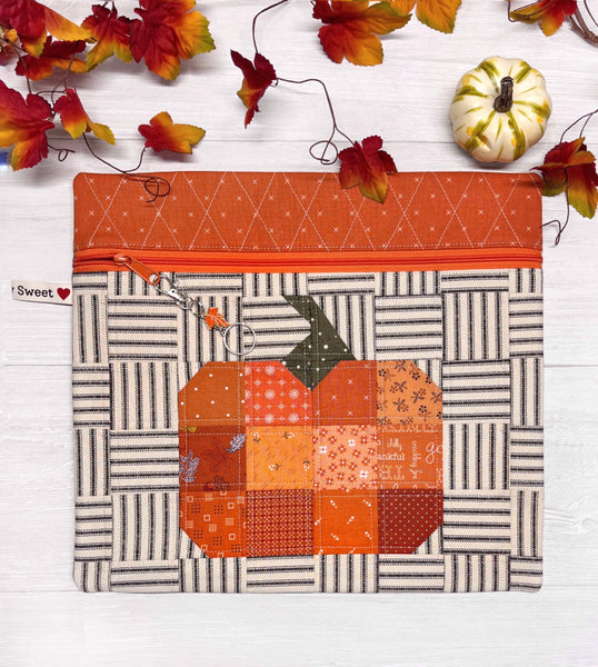 Quilted Patchwork Pumpkin Project Bag