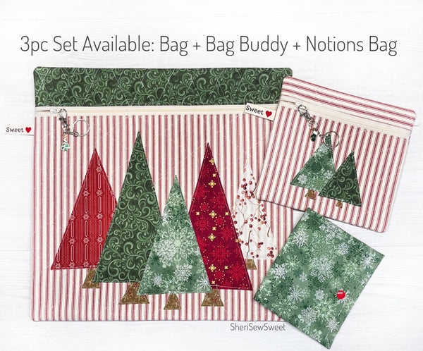 Christmas Cross Stitch Project Bag with Holiday Trees