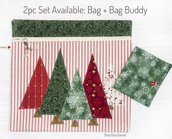 Christmas Cross Stitch Project Bag with Holiday Trees